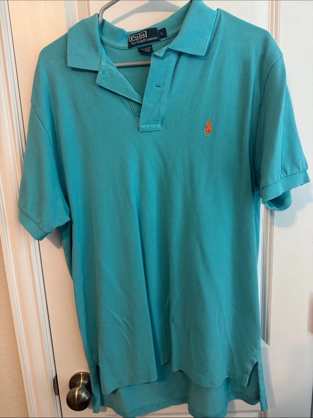 Polo by Ralph Lauren Teal Short-Sleeve Polo with Orange Pony